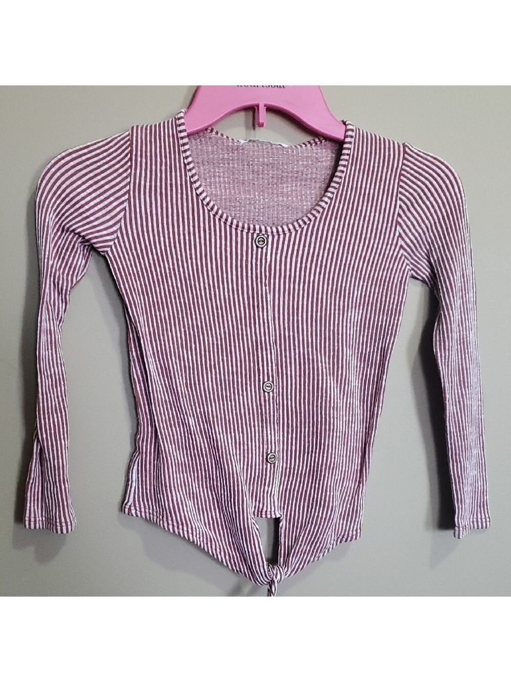 Striped Long Sleeve Button-Up Top Size Xxs